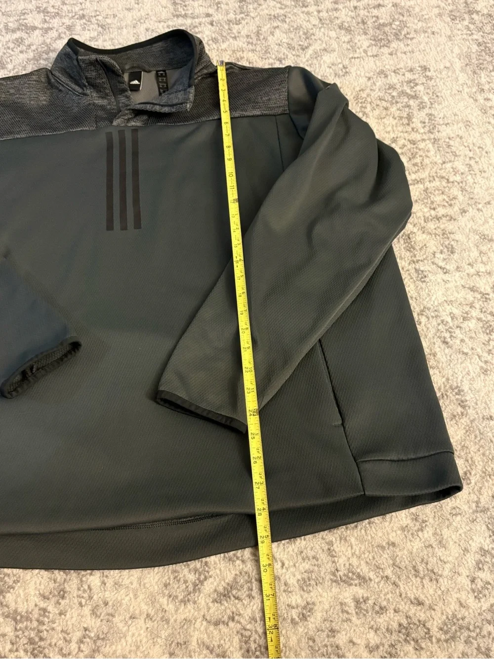 Mens 2XL Adidas Multi Grey 3 Stripes Quarter Zip